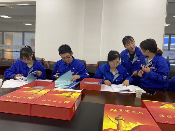 4月18日，制氣車間黨支部與質(zhì)量監(jiān)督檢驗(yàn)部黨支部在彬州公司會議室開展對標(biāo)交流活動。查閱制氣車間黨支部黨建臺賬畫面。.jpg