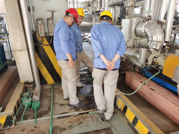 6月中旬，尿素車(chē)間工藝主任王慶振帶技術(shù)組開(kāi)展隱患排查.jpg